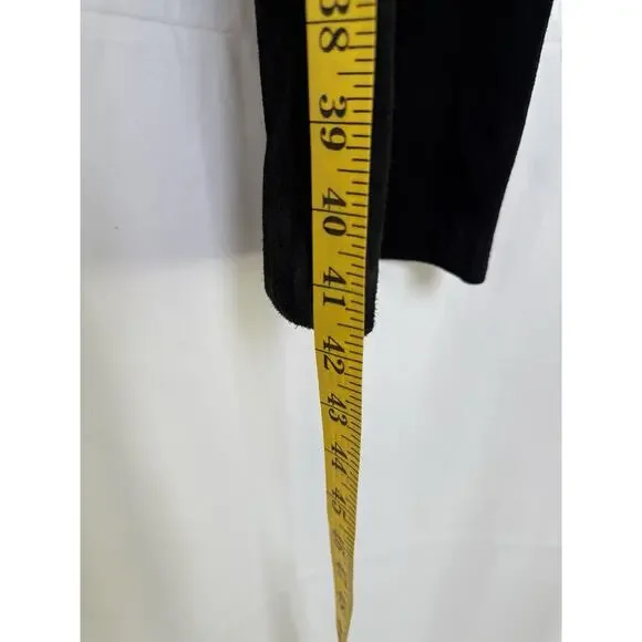 Nine West 100% Suede Leather Pants Size 10 Vintage Black High Waist Straight - Picture 9 of 9